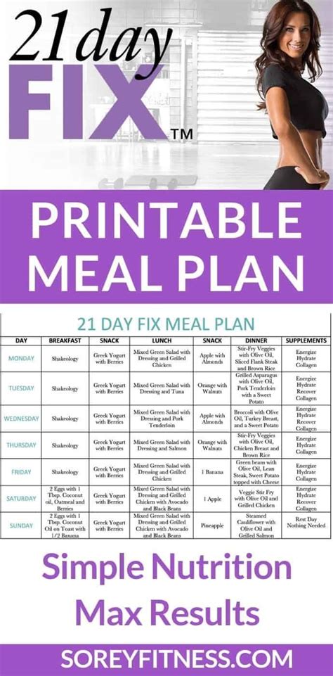 21 Day Fix Meal Plan Template