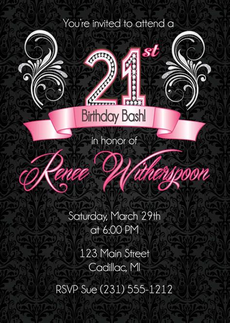 21st Birthday Invitation Design 2