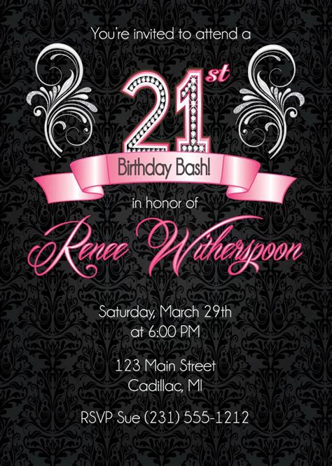 21st Birthday Invitation Template 1