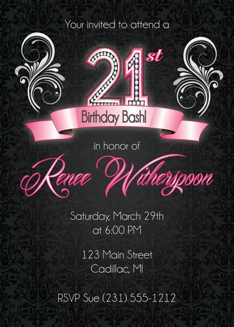 21st Birthday Invitations Template Free Download