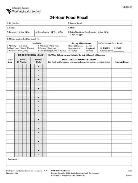 24 hour recall template common mistakes