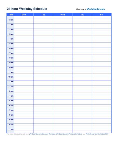 24 Hour Schedule Template in Word