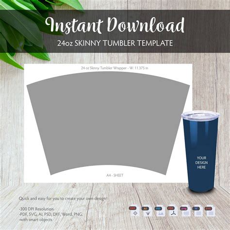 24 oz Skinny Tumbler Template