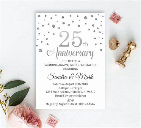 25th Anniversary Example Invitation