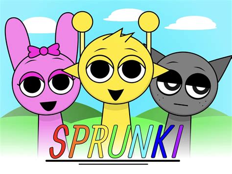 A colorful 2D Sprunki character