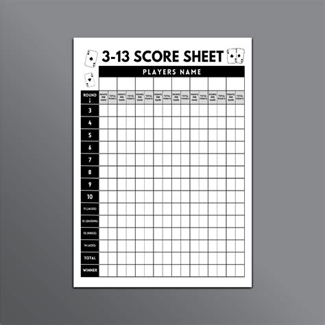 3-13 Card Game Scoring