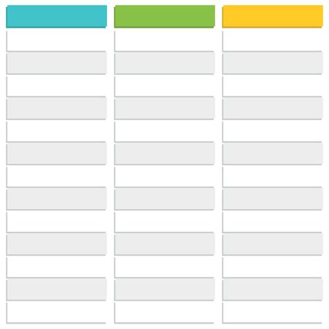 3 Column Spreadsheet Template