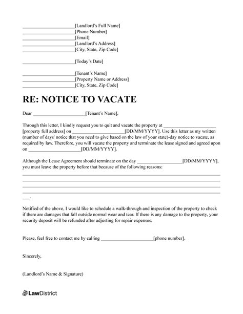 30 Day Notice to Vacate Template 1