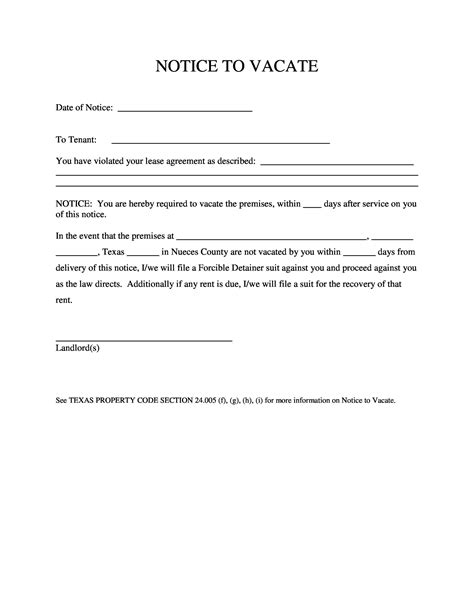 30 Day Notice to Vacate Template 6