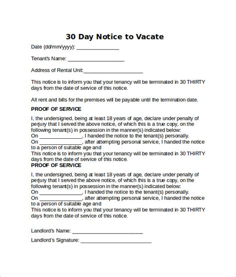 30 Day Notice to Vacate Template 7