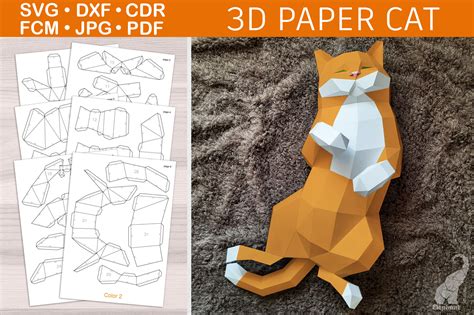 A 3D cat papercraft design