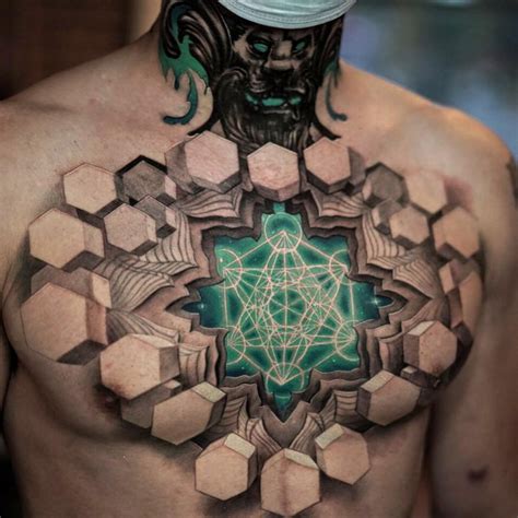 3D effect chest tattoos