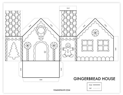 3D Gingerbread House Template 1