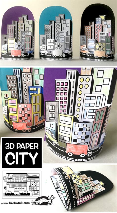 3D Paper City Buildings Template Free Printable