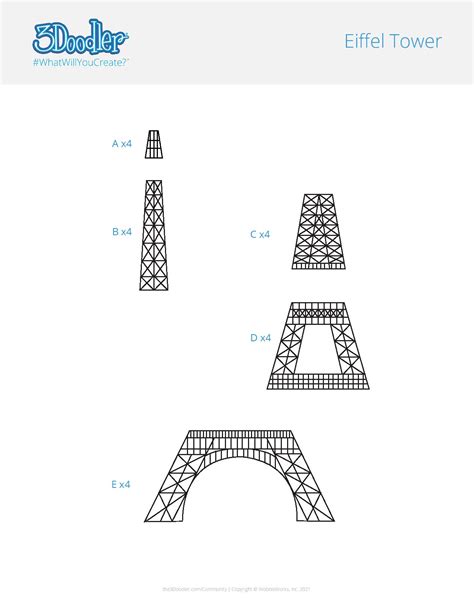 3D Pen Eiffel Tower Design Template