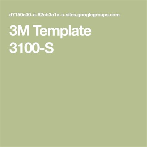 3M Template 3100-A Materials Evaluation