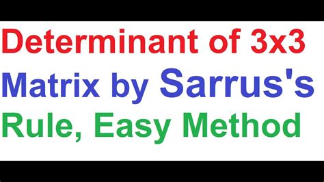 3x3 Matrix Determinant Sarrus