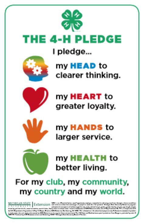 4-H Pledge Printables Templates