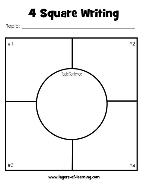 4 Square Writing Template