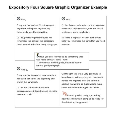 4 Square Writing Template for Essay