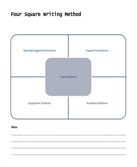 Filled 4 Square Writing Template