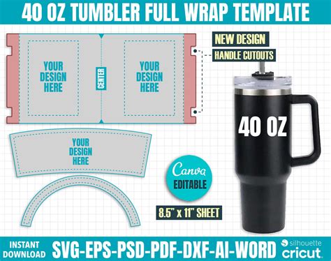 40 oz tumbler design template 2