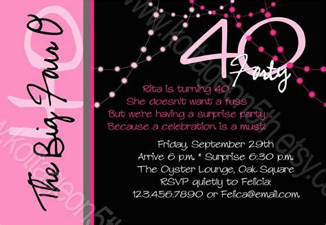 40th Birthday Invitation Ideas