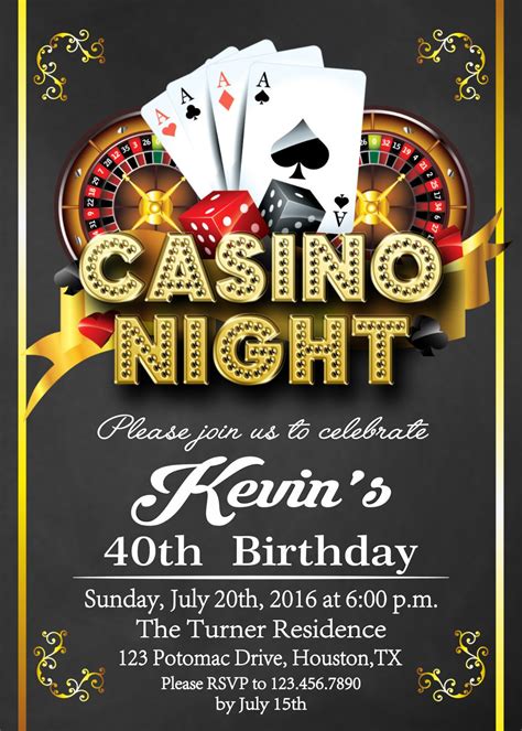 Casino Night 40th Birthday Invitation Template