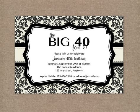 Elegant Black and White 40th Birthday Invitation Template