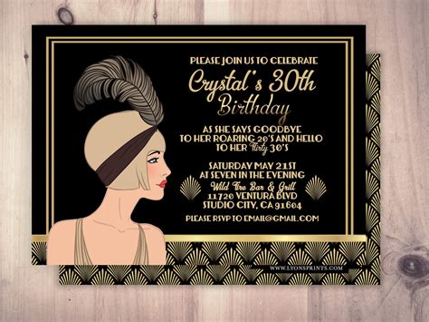 Gatsby Glam 40th Birthday Invitation Template