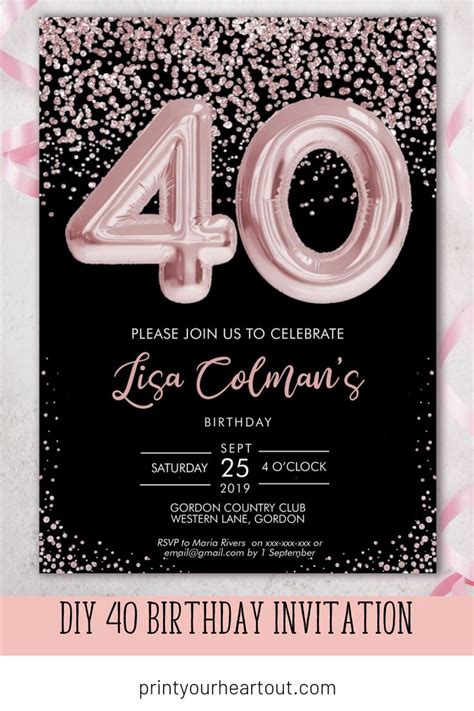 Rustic Charm 40th Birthday Invitation Template