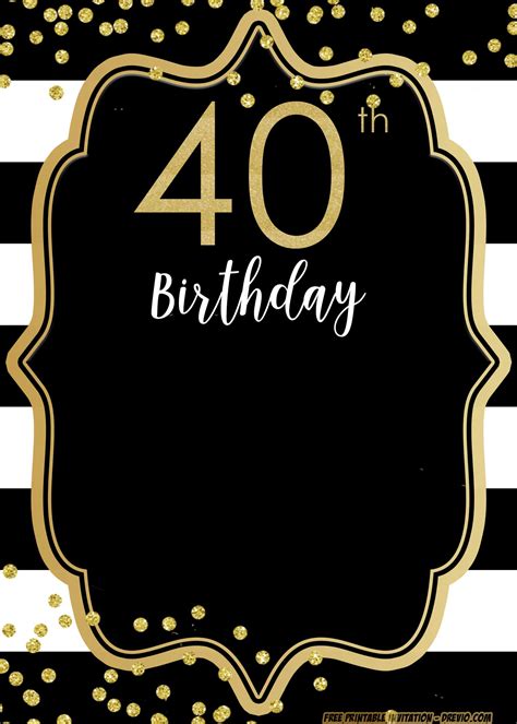 40th Birthday Invitation Templates for Print