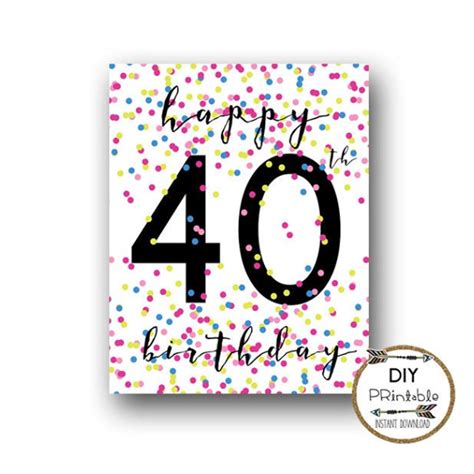 40th birthday printables decorations ideas