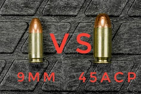 45 ACP vs 9mm pistol size