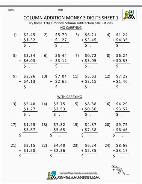 4th-grade math worksheets addition