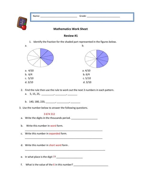 4th-grade math worksheets mixed review