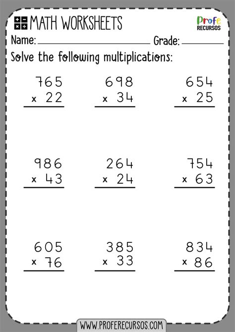 4th-grade math worksheets multiplication