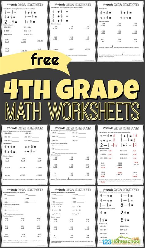 4th Grade Math Worksheets PDF Resources