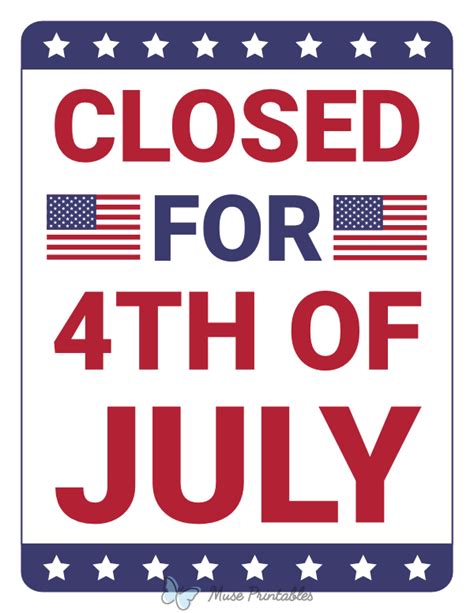 4th of July Business Closure Signs