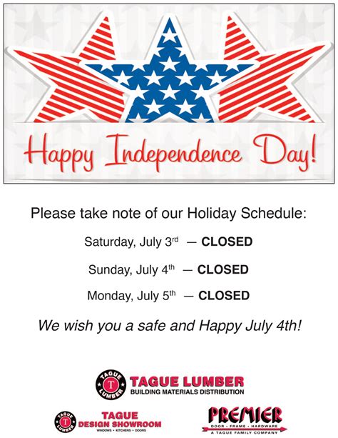 4th of July Business Hours Signs