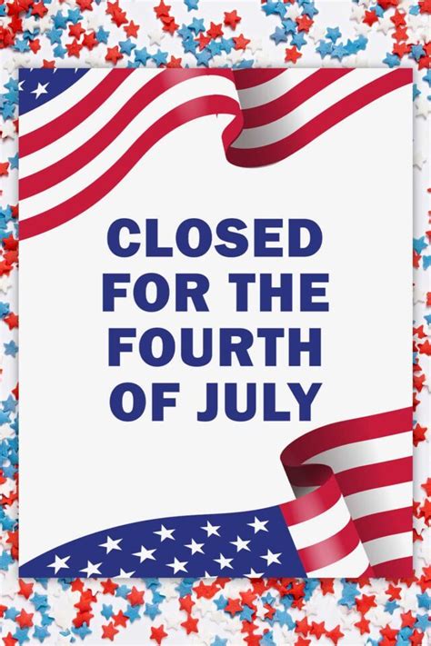 4th of July closed sign template printable 8