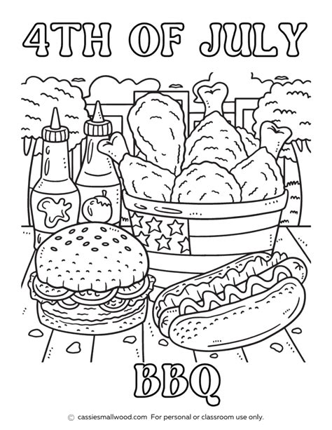 4th of July family BBQ coloring page