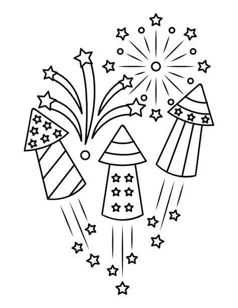 4th of July fireworks coloring page