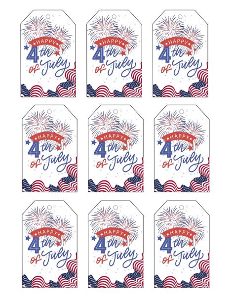 4th of July gift tag coloring page