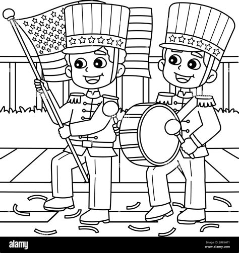 4th of July parade coloring page