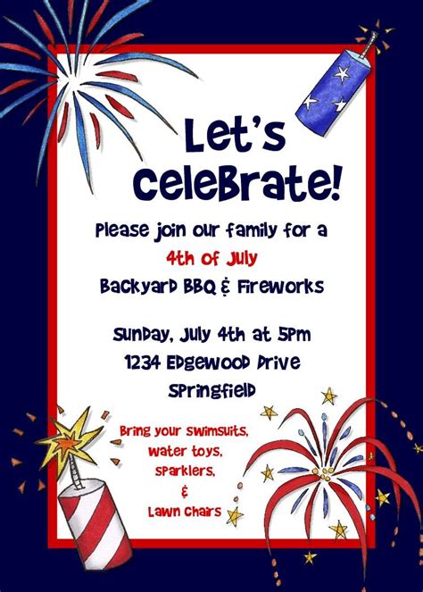 4th of July Party Invitation Wording 6