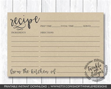 4x6 Recipe Card Template