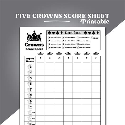 5 Crowns Score Sheet Template 3