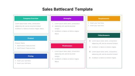 Example of a 5-card template for a business presentation