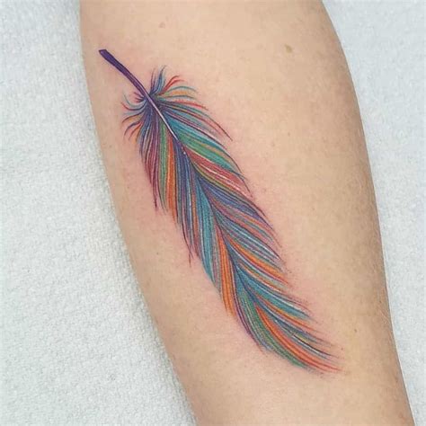 5 colored feather tattoo placement